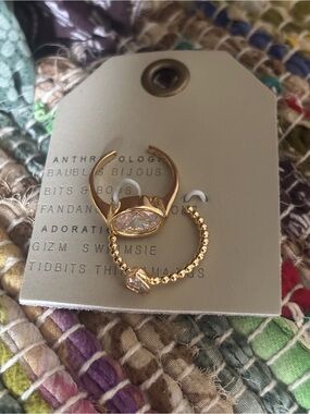Anthropologie Stackable Ring Set 14K plated gold one size - Women Jewelry